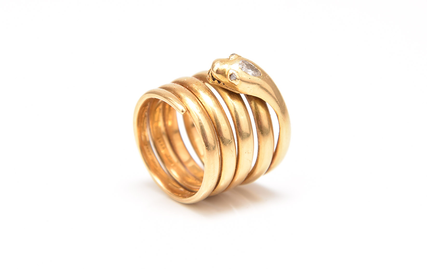 A Victorian 18ct gold diamond set stylised snake ring Sold for £4,200 Halls Auctioneers